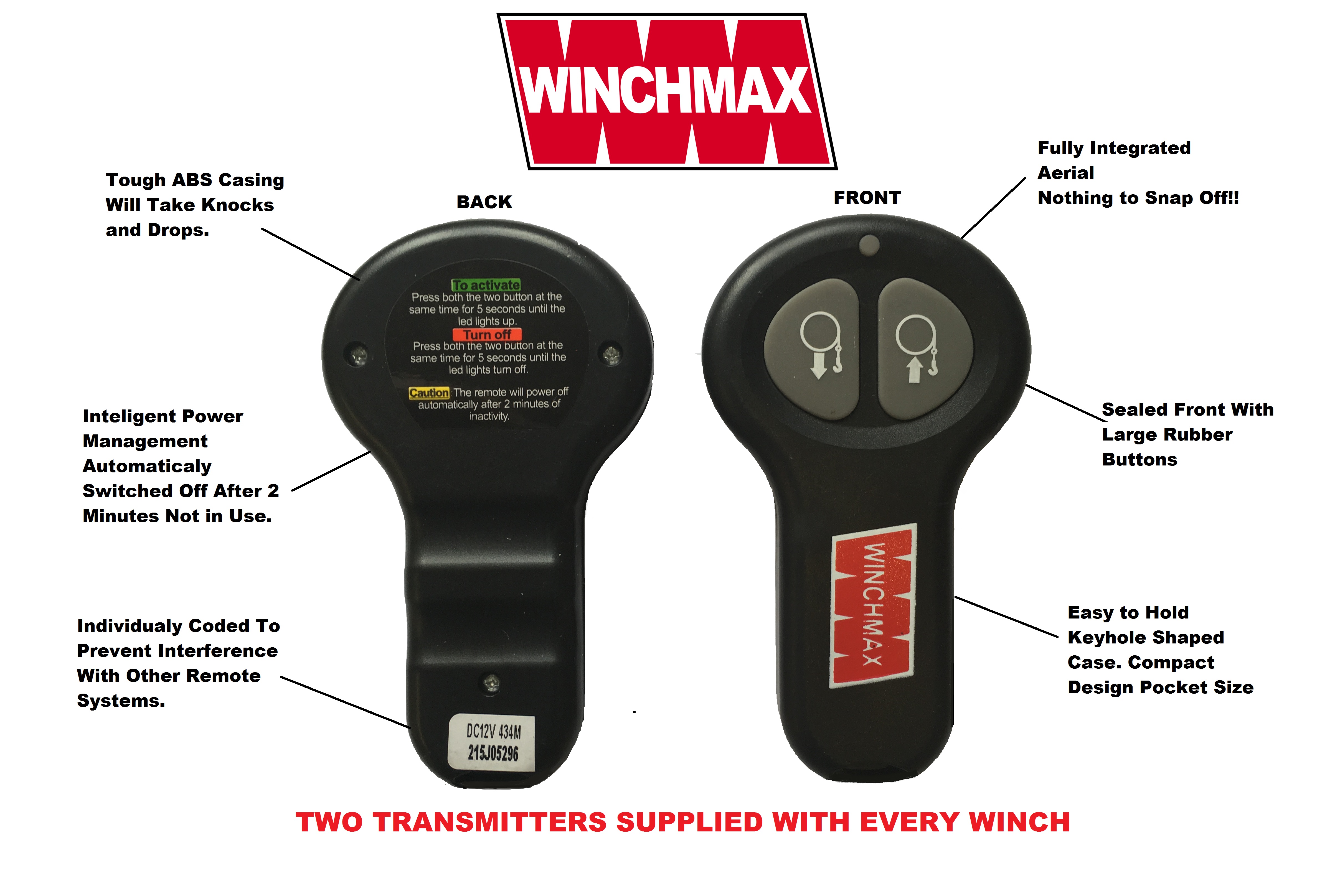 TWIN WIRELESS 12 VOLT WINCH REMOTE CONTROLS